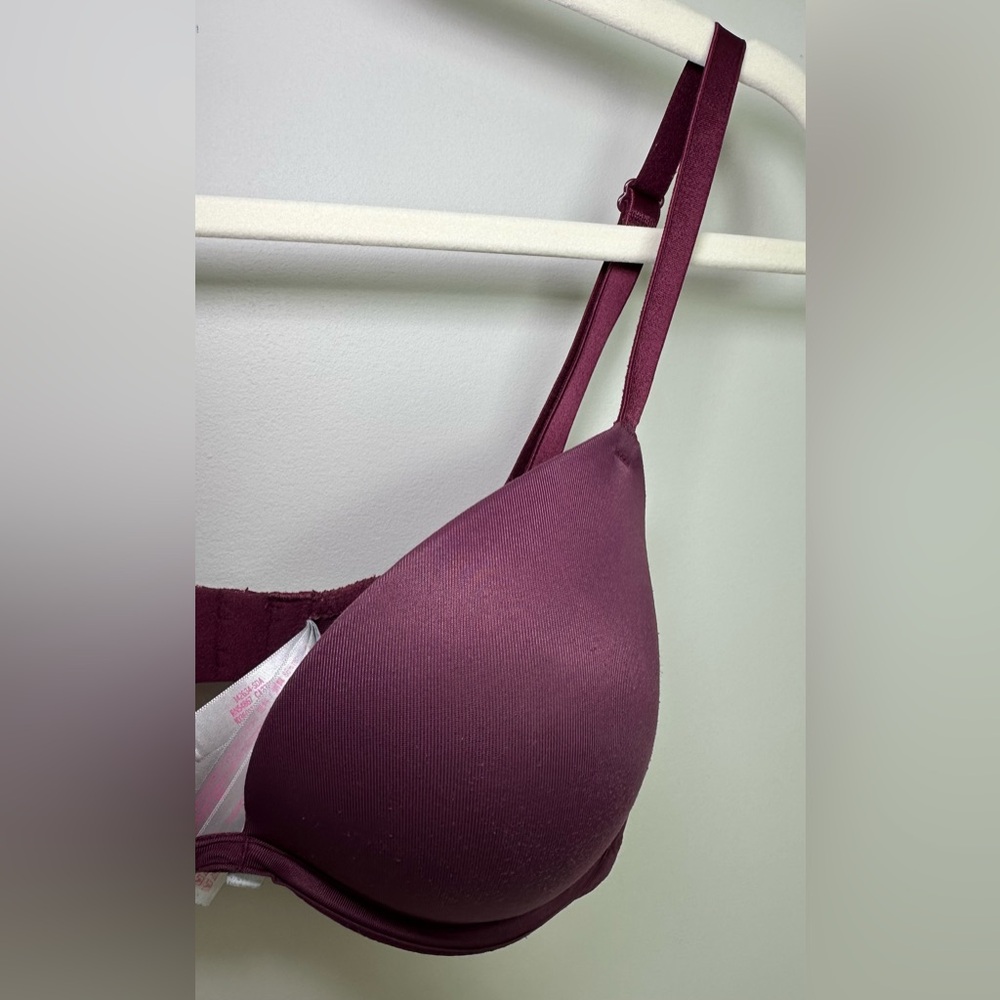 Victoria’s Secret PINK Burgundy Push-Up Bra Smooth T-Shirt Bra Cute Sexy Club 🩷 - Picture 4 of 11
